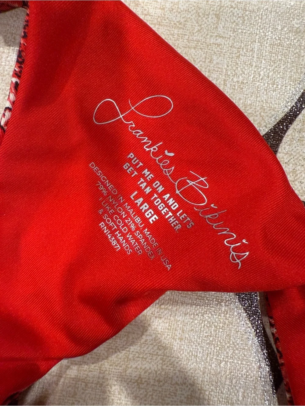 NWT ❣️Frankie's Bikinis Red Paisley Side-Tie Bikini Bottom❣️